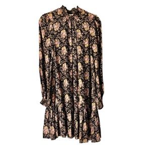 Anthropologie By Timo Boho Fall Viscose Floral Tier Oversize Loose  Dress